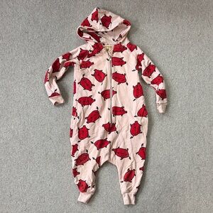 Charming Red and Pink Kids Hooded Footie